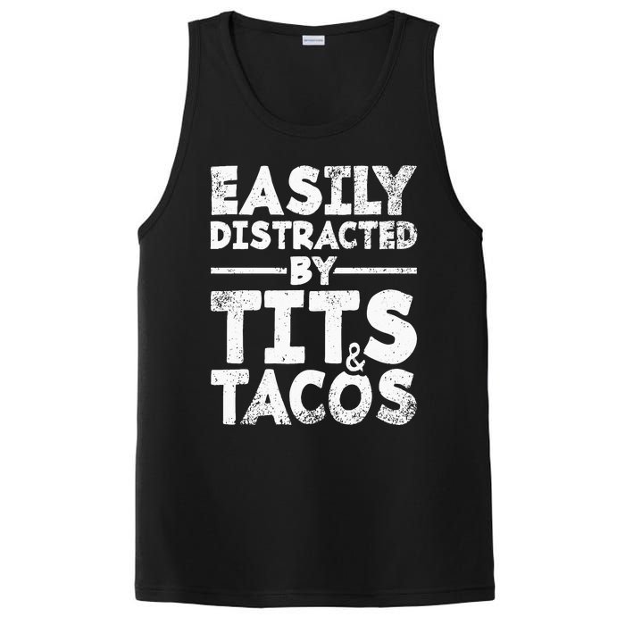 Easily Distracted By Tits And Tacos Adult Humor Gift PosiCharge Competitor Tank