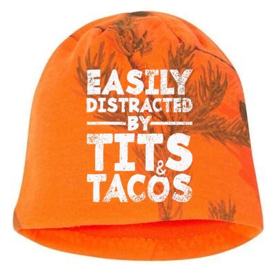 Easily Distracted By Tits And Tacos Adult Humor Gift Kati - Camo Knit Beanie