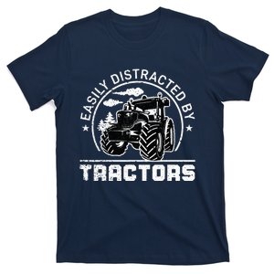 Easily Distracted By Tractors Funny Farm Tractor Enthusiast T-Shirt