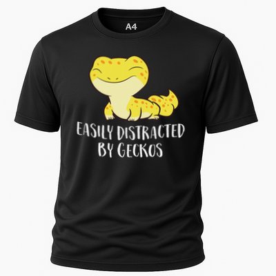 Easily Distracted By Geckos Cute Leopard Lizard Love Gecko Cooling Performance Crew T-Shirt