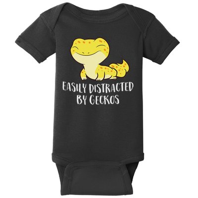 Easily Distracted By Geckos Cute Leopard Lizard Love Gecko Baby Bodysuit