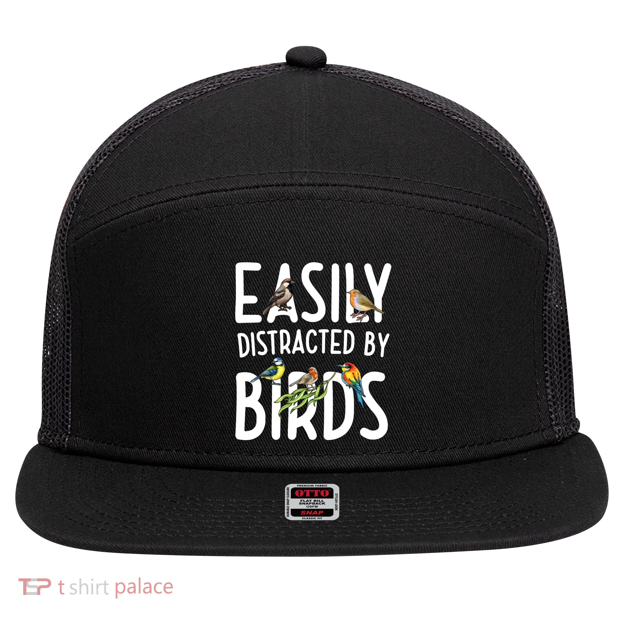 Easily Distracted By Birds 7 Panel Mesh Trucker Snapback Hat