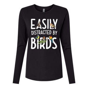 Easily Distracted By Birds Womens Cotton Relaxed Long Sleeve T-Shirt