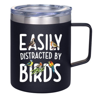 Easily Distracted By Birds 12oz Stainless Steel Coffee Mug