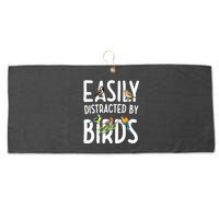 Easily Distracted By Birds Large Microfiber Waffle Golf Towel