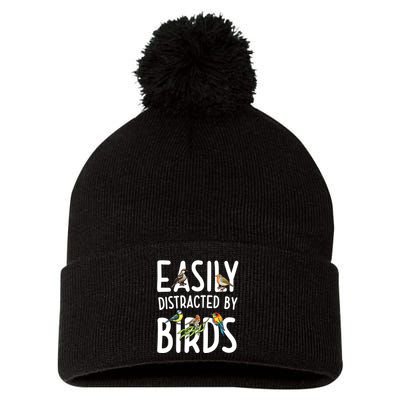Easily Distracted By Birds Pom Pom 12in Knit Beanie