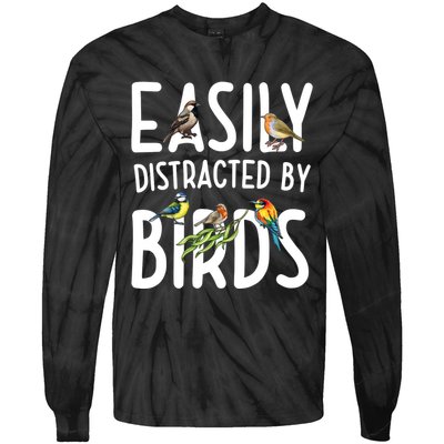 Easily Distracted By Birds Tie-Dye Long Sleeve Shirt