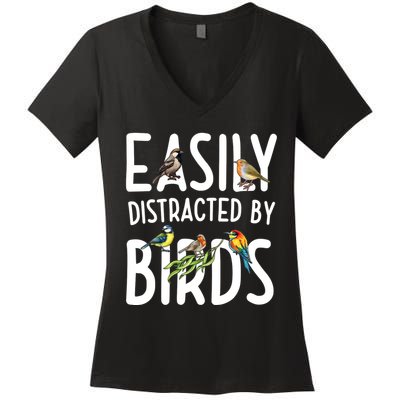 Easily Distracted By Birds Women's V-Neck T-Shirt