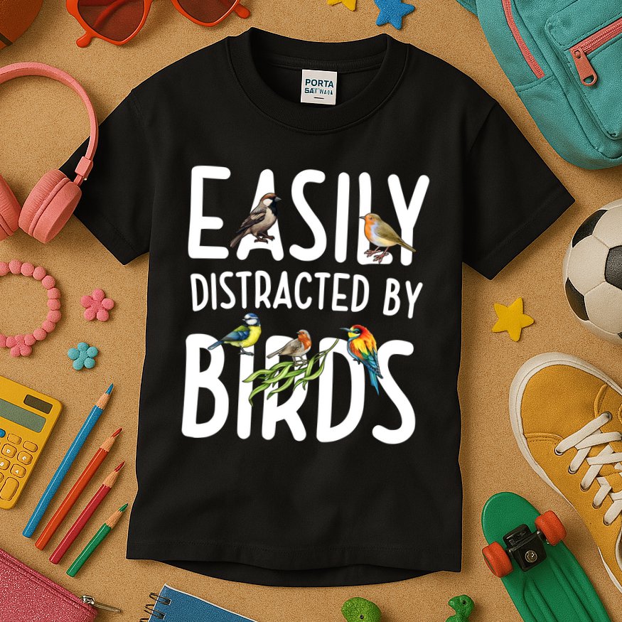 Easily Distracted By Birds Kids T-Shirt