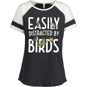 Easily Distracted By Birds Enza Ladies Jersey Colorblock Tee