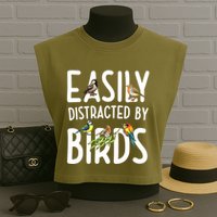 Easily Distracted By Birds Garment-Dyed Women's Muscle Tee