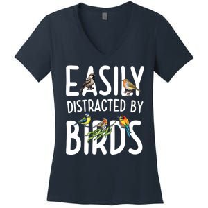 Easily Distracted By Birds Women's V-Neck T-Shirt