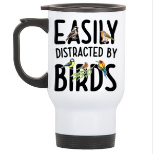 Easily Distracted By Birds Stainless Steel Travel Mug