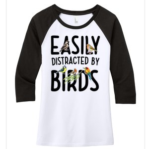 Easily Distracted By Birds Women's Tri-Blend 3/4-Sleeve Raglan Shirt