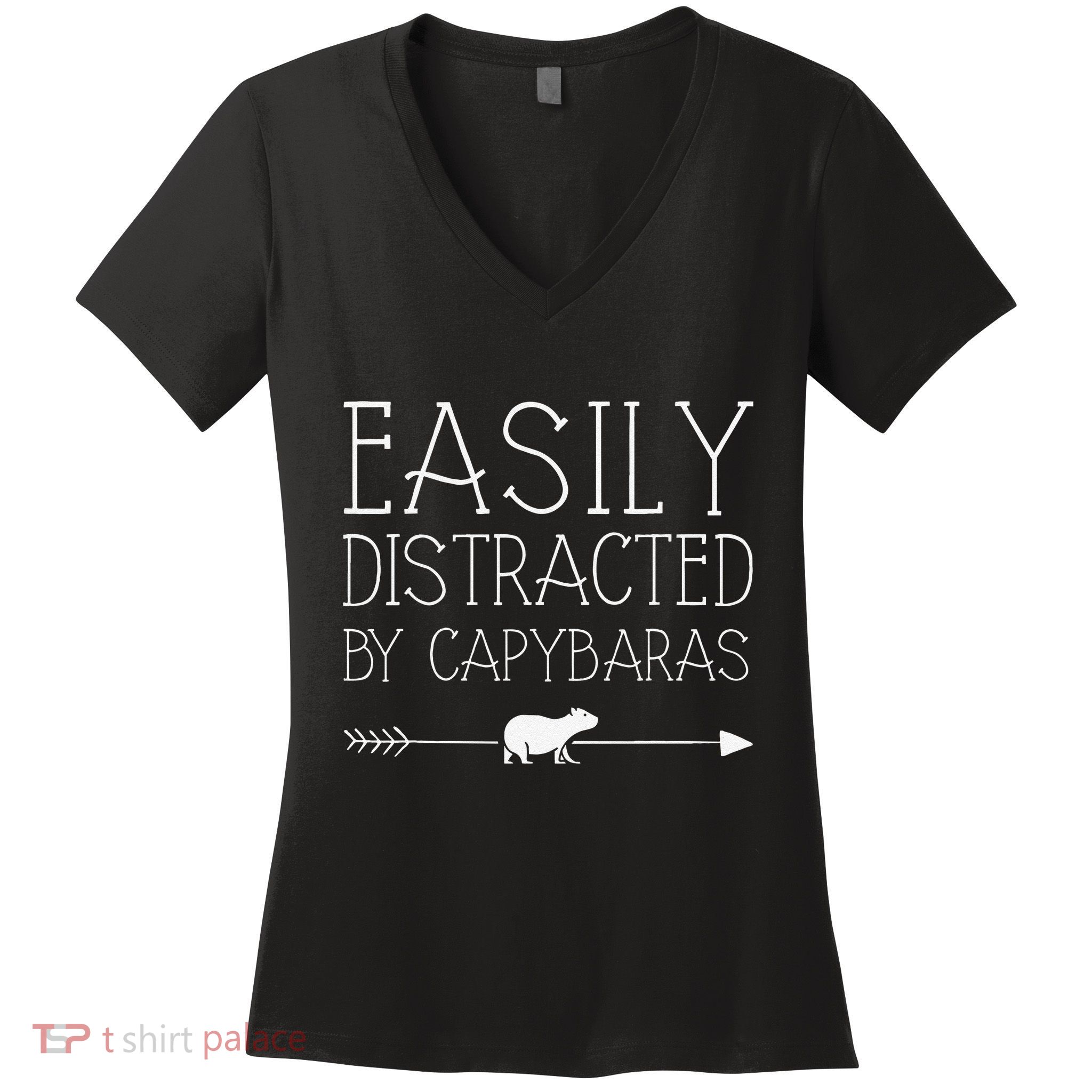 Easily Distracted By Capybaras Gift For   Mammal  Women's V-Neck T-Shirt