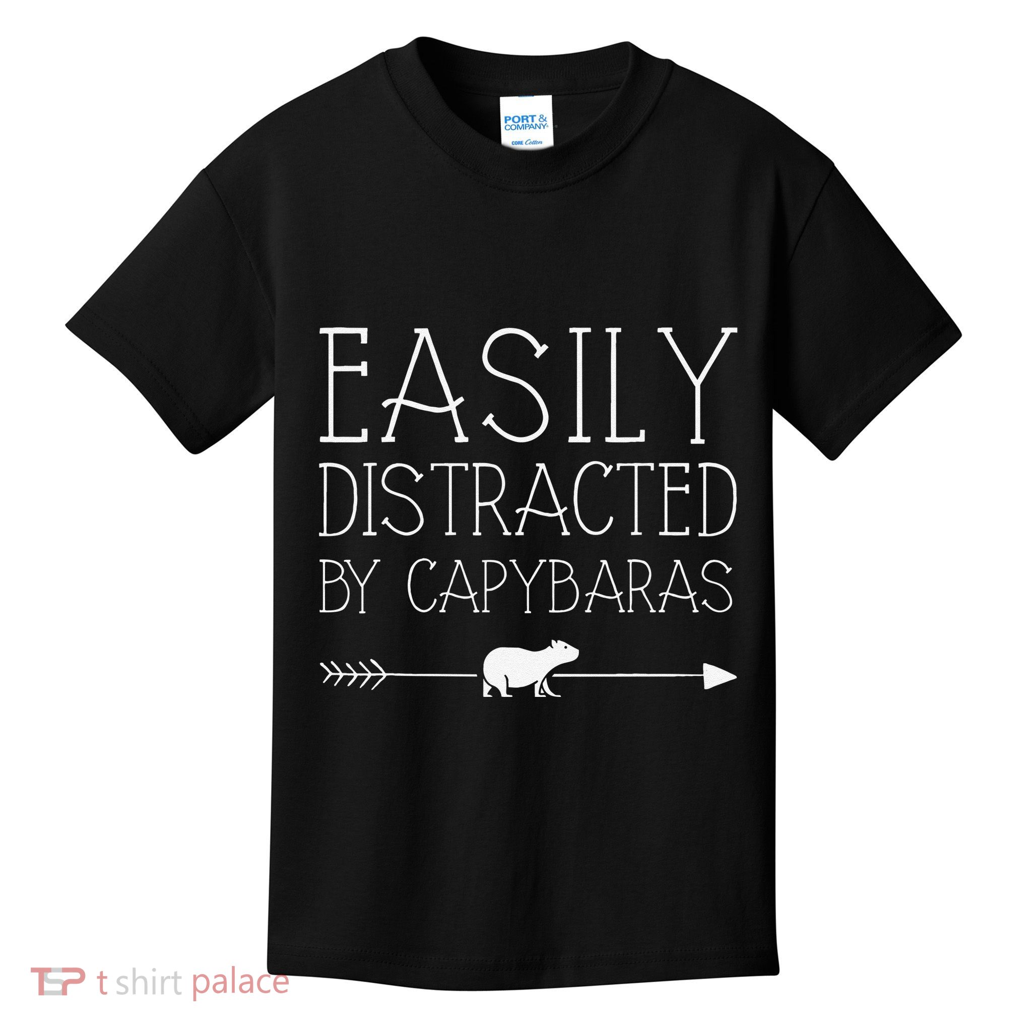 Easily Distracted By Capybaras Gift For   Mammal  Kids T-Shirt