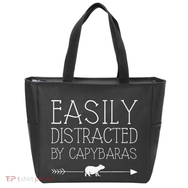 Easily Distracted By Capybaras Gift For   Mammal  Zip Tote Bag