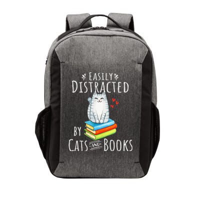 Easily Distracted By Cats And Books Funny Cat & Book Lover Vector Backpack