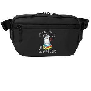 Easily Distracted By Cats And Books Funny Cat & Book Lover Crossbody Pack