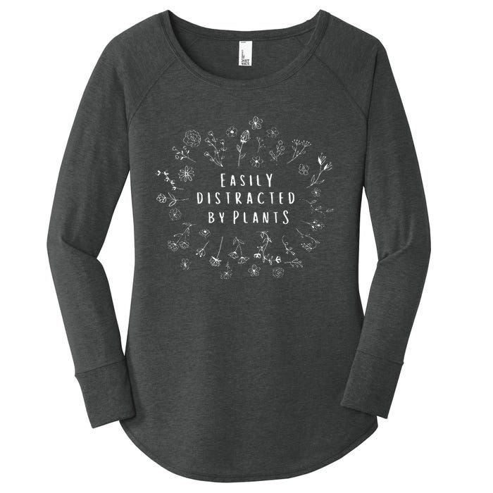 Easily Distracted By Plants Gardener Gifts Gardening Women's Perfect Tri Tunic Long Sleeve Shirt