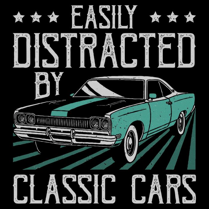 Easily Distracted By Classic Cars Funny Old Vintage Car Guy Cooling Performance Crew T-Shirt