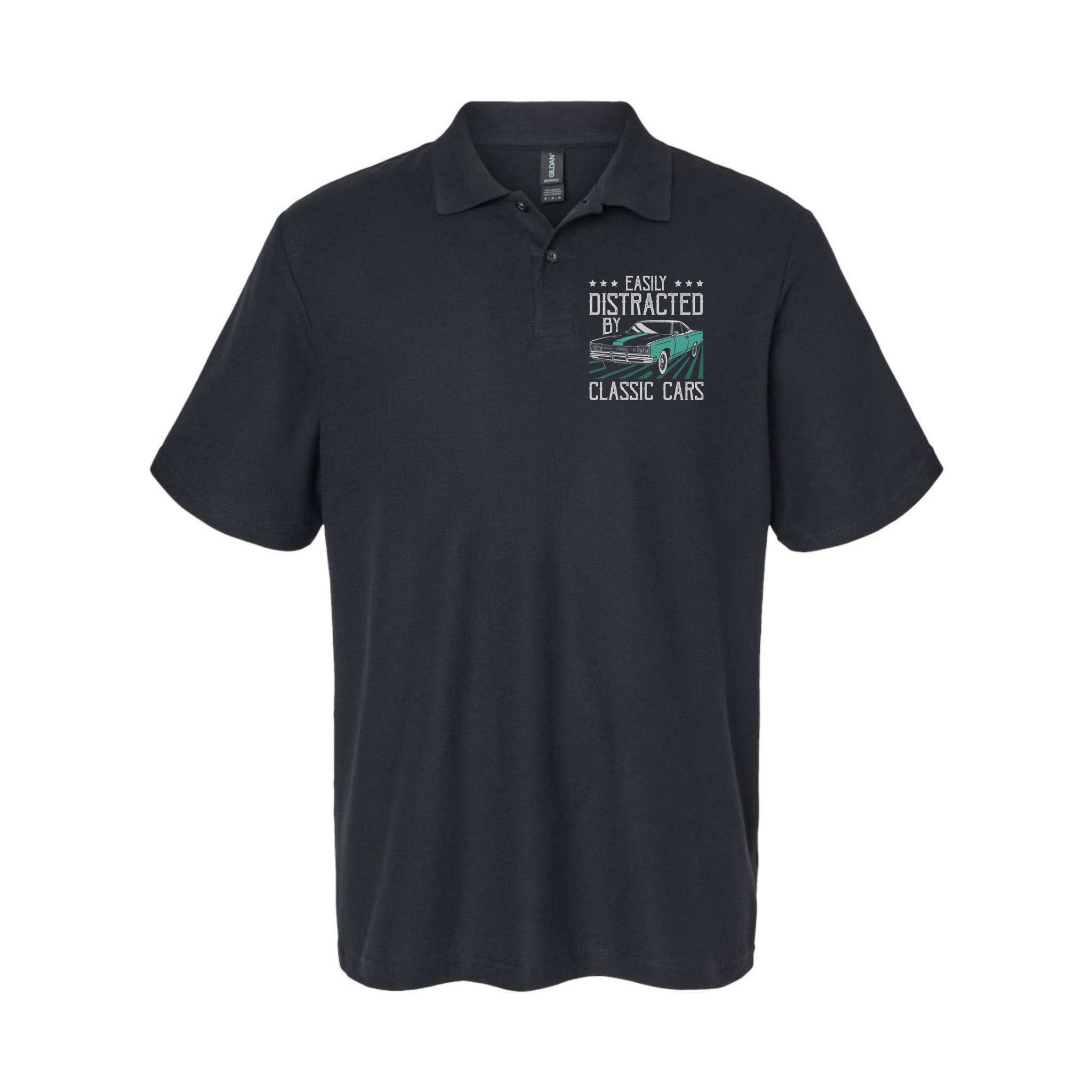 Easily Distracted By Classic Cars Funny Old Vintage Car Guy Polo