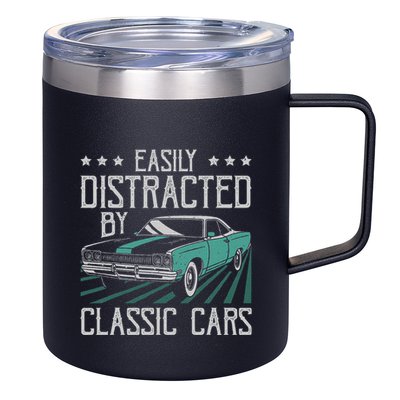 Easily Distracted By Classic Cars Funny Old Vintage Car Guy 12oz Stainless Steel Coffee Mug