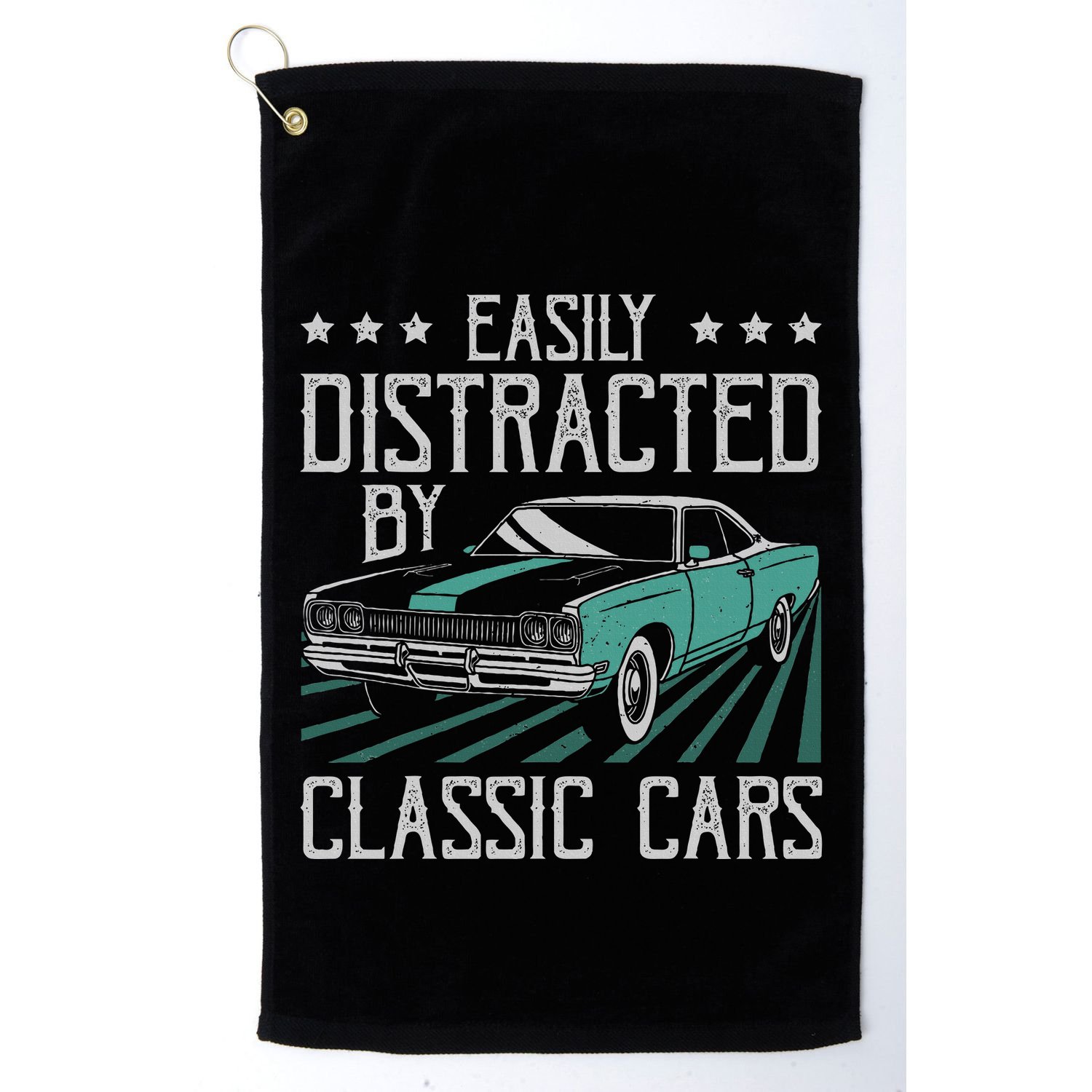 Easily Distracted By Classic Cars Funny Old Vintage Car Guy Golf Towel