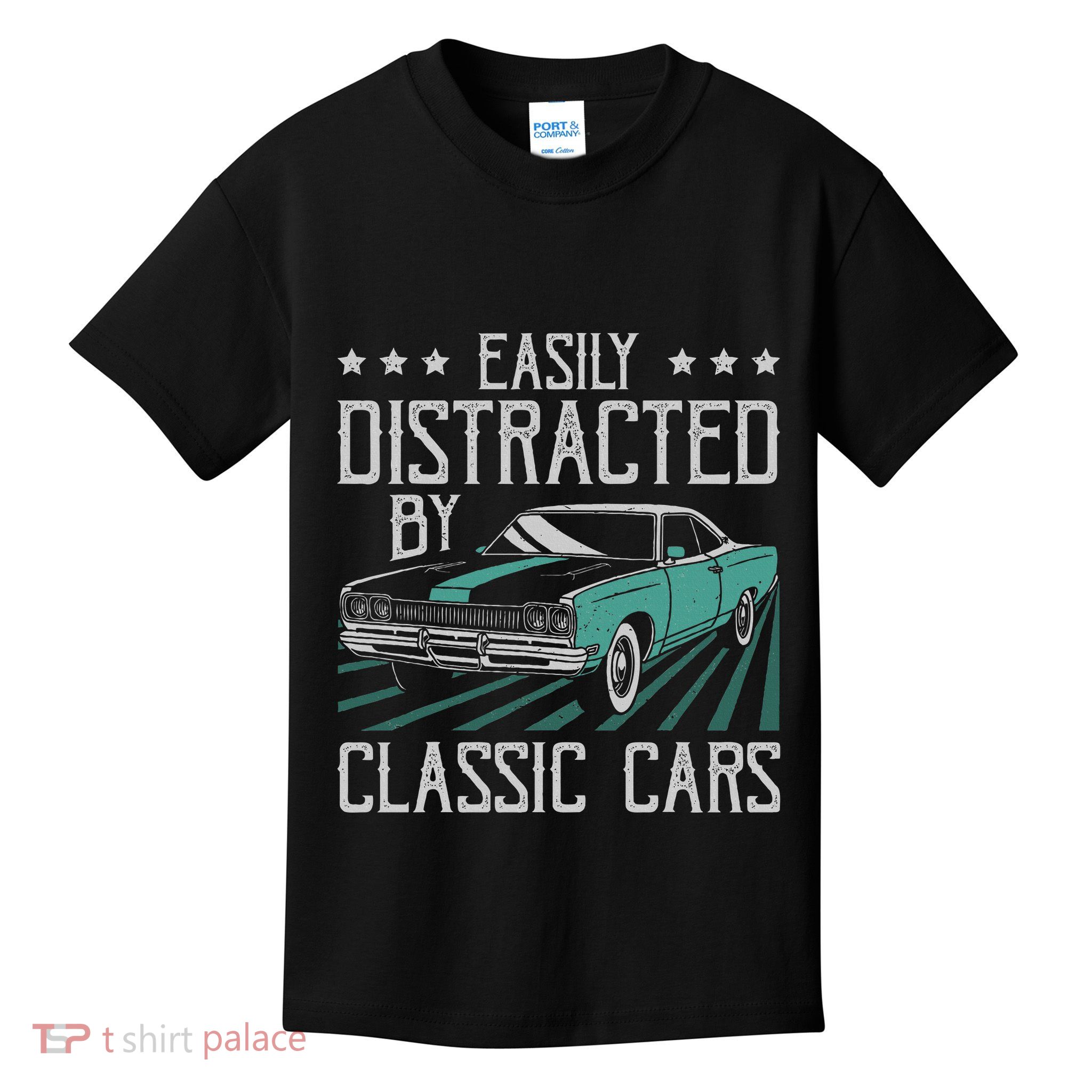 Easily Distracted By Classic Cars Funny Old Vintage Car Guy Kids T-Shirt