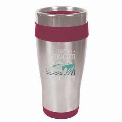 Easily Distracted By Classic Cars Funny Old Vintage Car Guy 16oz Travel Tumbler