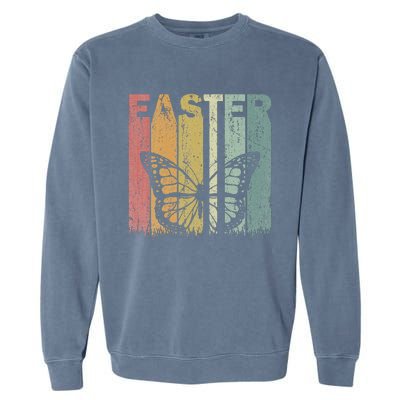 Easter Day Butterfly Retro Graphic Funny Easter Costume Garment-Dyed Sweatshirt