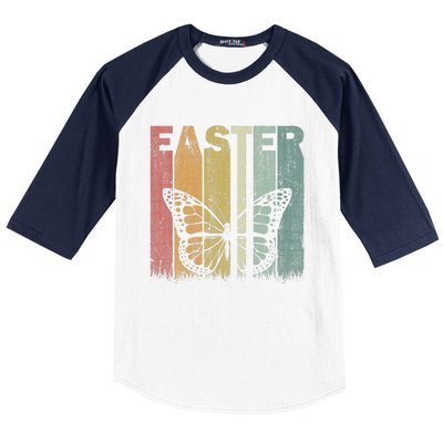 Easter Day Butterfly Retro Graphic Funny Easter Costume Baseball Sleeve Shirt