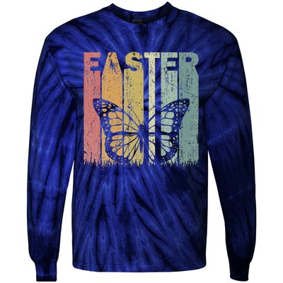 Easter Day Butterfly Retro Graphic Funny Easter Costume Tie-Dye Long Sleeve Shirt