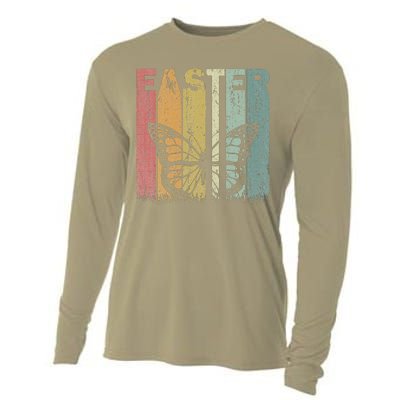 Easter Day Butterfly Retro Graphic Funny Easter Costume Cooling Performance Long Sleeve Crew