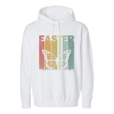 Easter Day Butterfly Retro Graphic Funny Easter Costume Garment-Dyed Fleece Hoodie