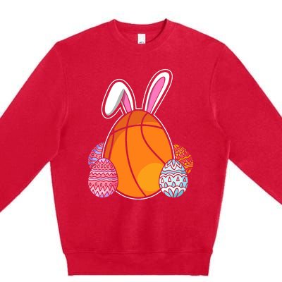 Easter Day Basketball Bunny Easter Eggs Premium Crewneck Sweatshirt