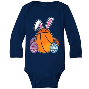 Easter Day Basketball Bunny Easter Eggs Baby Long Sleeve Bodysuit