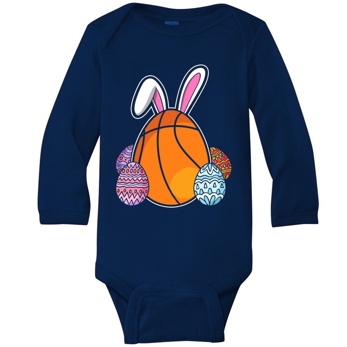 Easter Day Basketball Bunny Easter Eggs Baby Long Sleeve Bodysuit