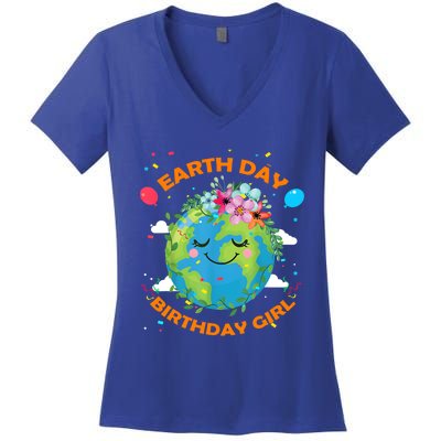 Earth Day Birthday Planet April 22nd Bday Environt Gift Women's V-Neck T-Shirt