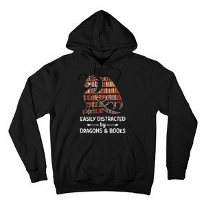 Easily Distracted By Dragons And Books Nerd Dragon Hoodie