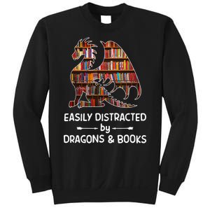 Easily Distracted By Dragons And Books Nerd Dragon Sweatshirt