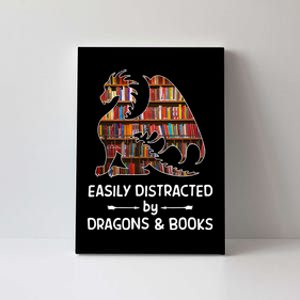 Easily Distracted By Dragons And Books Nerd Dragon Canvas