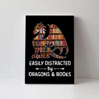 Easily Distracted By Dragons And Books Nerd Dragon Canvas