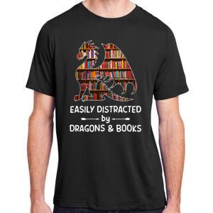 Easily Distracted By Dragons And Books Nerd Dragon Adult ChromaSoft Performance T-Shirt