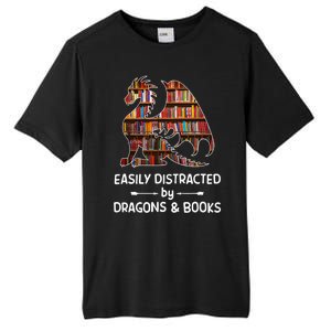 Easily Distracted By Dragons And Books Nerd Dragon Tall Fusion ChromaSoft Performance T-Shirt