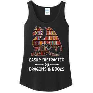 Easily Distracted By Dragons And Books Nerd Dragon Ladies Essential Tank