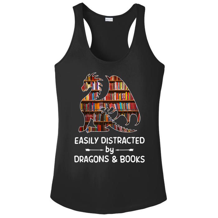 Easily Distracted By Dragons And Books Nerd Dragon Ladies PosiCharge Competitor Racerback Tank