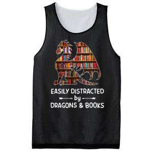 Easily Distracted By Dragons And Books Nerd Dragon Mesh Reversible Basketball Jersey Tank