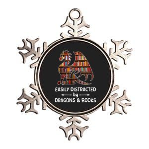 Easily Distracted By Dragons And Books Nerd Dragon Metallic Star Ornament