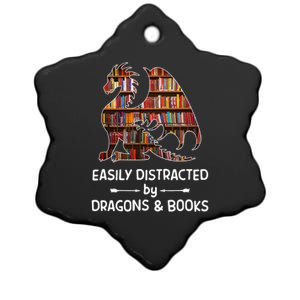 Easily Distracted By Dragons And Books Nerd Dragon Ceramic Star Ornament